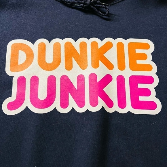 DUNKIN DONUTS MENS NAVY PULLOVER HOODIE SIZE MEDIUM - Picture 3 of 6